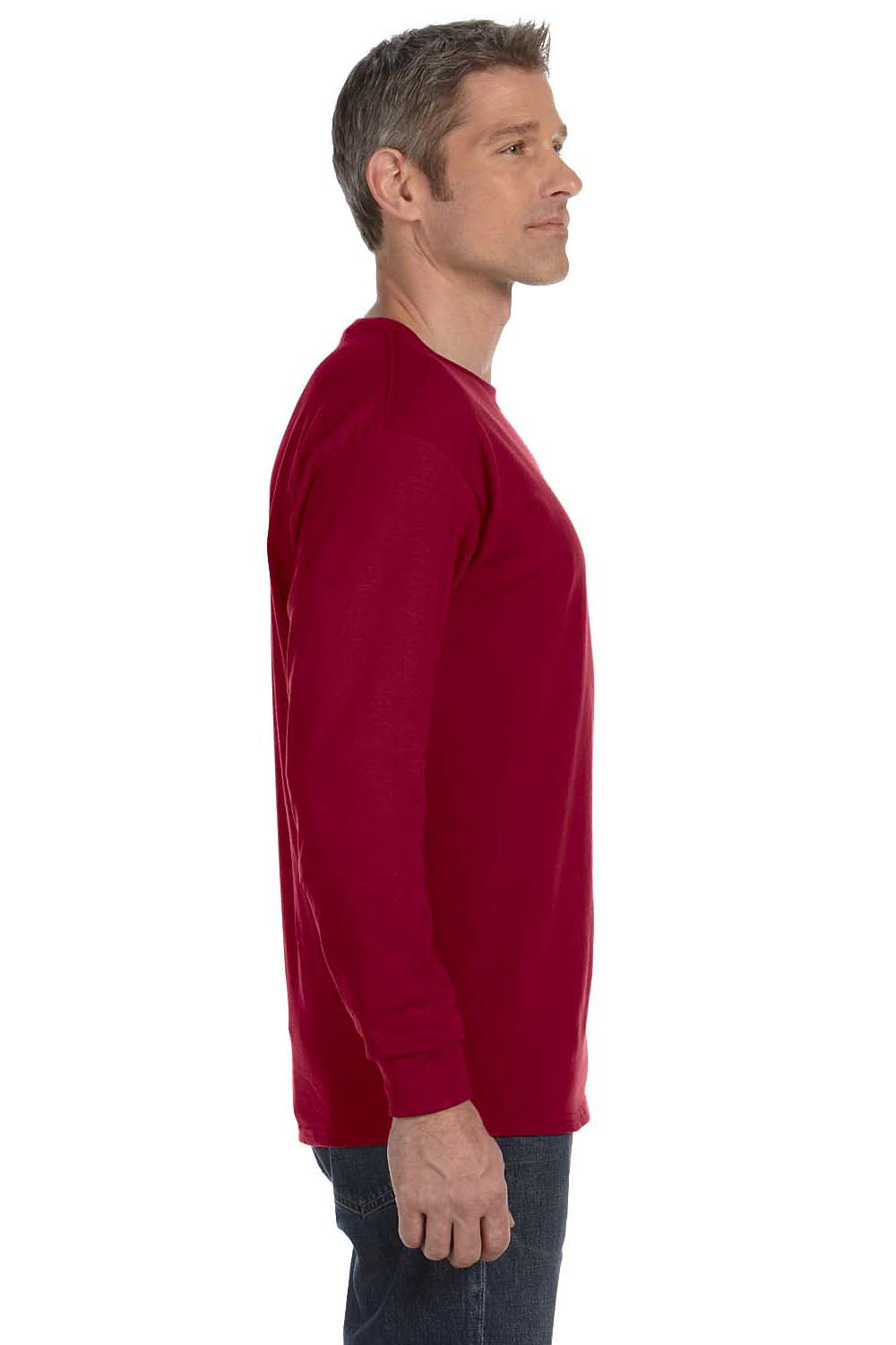 Jerzees 29L Mens Dri-Power Moisture Wicking Long Sleeve Crewneck T-Shirt Cardinal Red Side