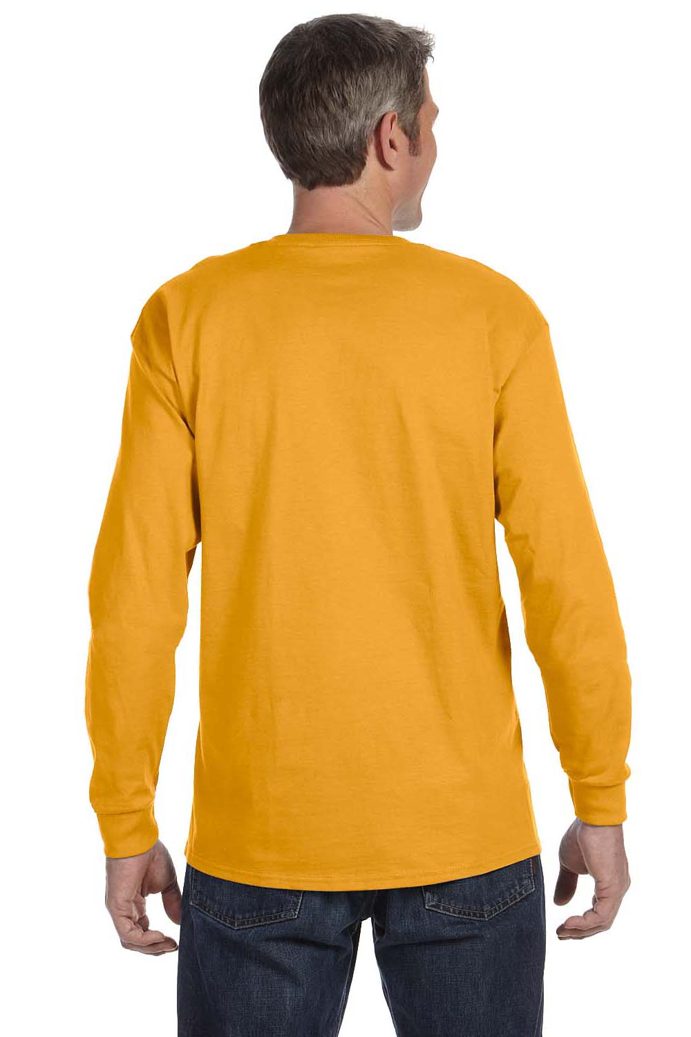 Jerzees 29L Mens Dri-Power Moisture Wicking Long Sleeve Crewneck T-Shirt Gold Back