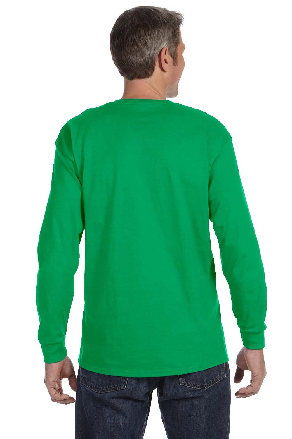 Jerzees 29L Mens Dri-Power Moisture Wicking Long Sleeve Crewneck T-Shirt Kelly Green Back
