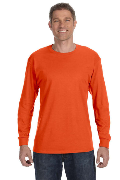 Jerzees 29L Mens Dri-Power Moisture Wicking Long Sleeve Crewneck T-Shirt Burnt Orange Front