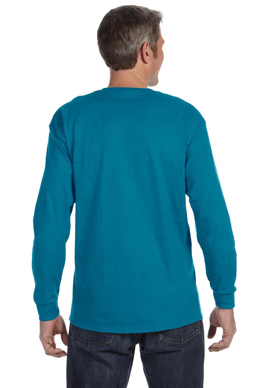 Jerzees 29L Mens Dri-Power Moisture Wicking Long Sleeve Crewneck T-Shirt California Blue Back