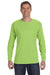 Jerzees 29L Mens Dri-Power Moisture Wicking Long Sleeve Crewneck T-Shirt Neon Green Front
