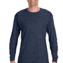 Jerzees Mens Dri-Power Moisture Wicking Long Sleeve Crewneck T-Shirt - Vintage Heather Navy Blue