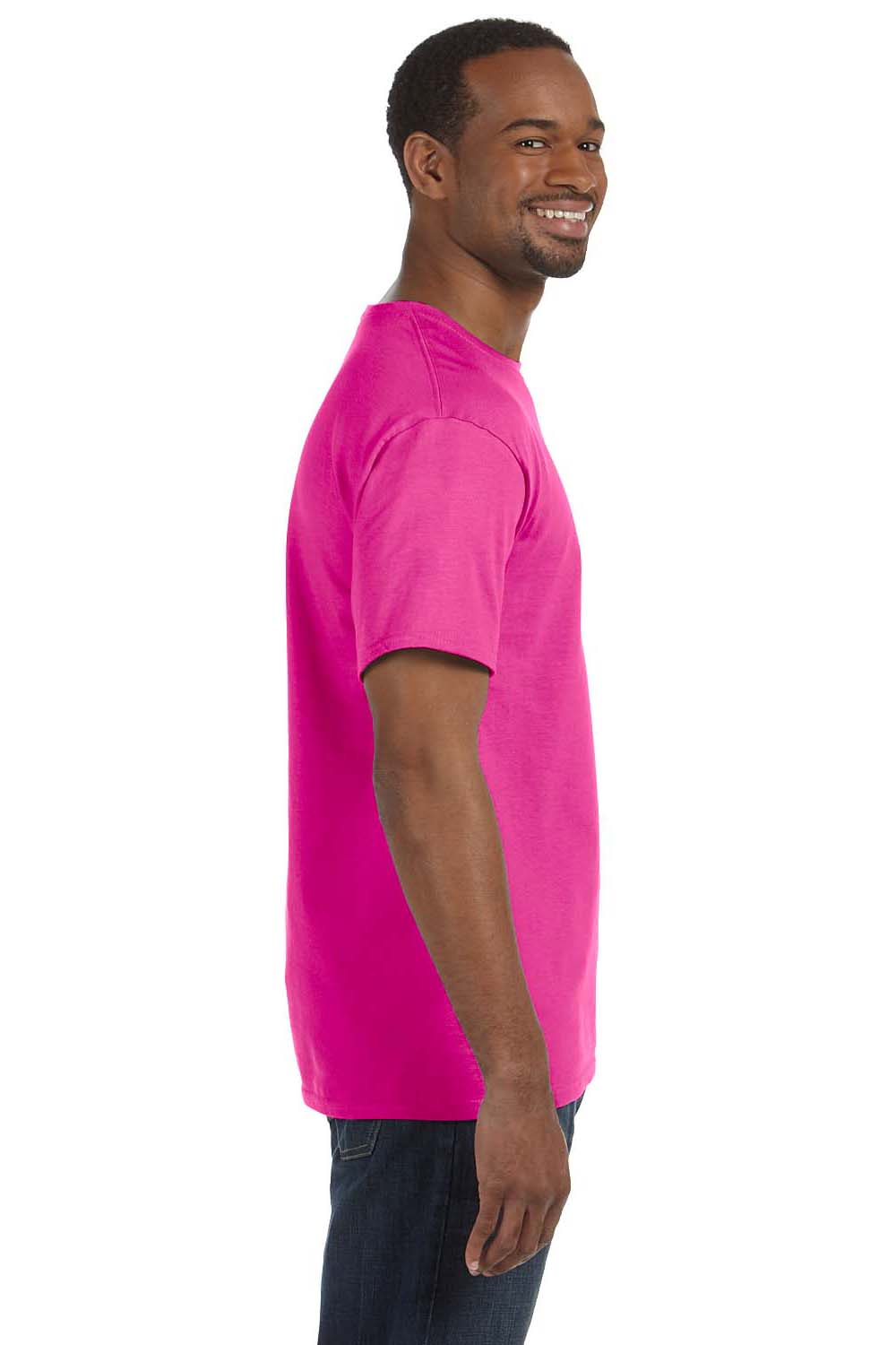 Jerzees 29M Mens Dri-Power Moisture Wicking Short Sleeve Crewneck T-Shirt Cyber Pink Side