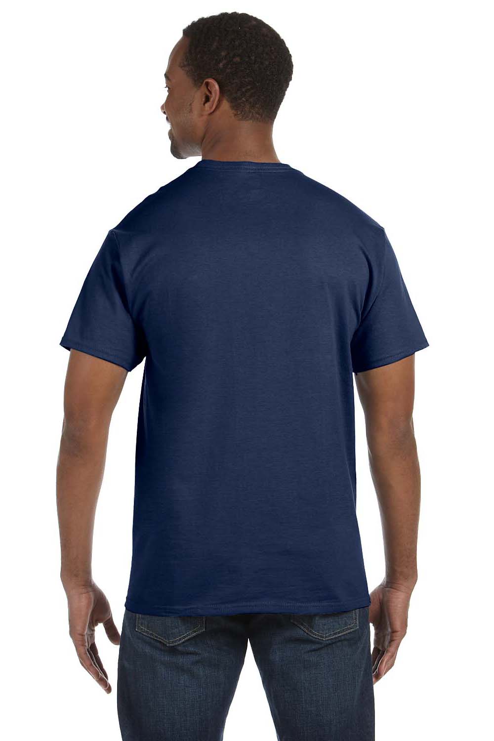 Jerzees 29M Mens Dri-Power Moisture Wicking Short Sleeve Crewneck T-Shirt Navy Blue Back