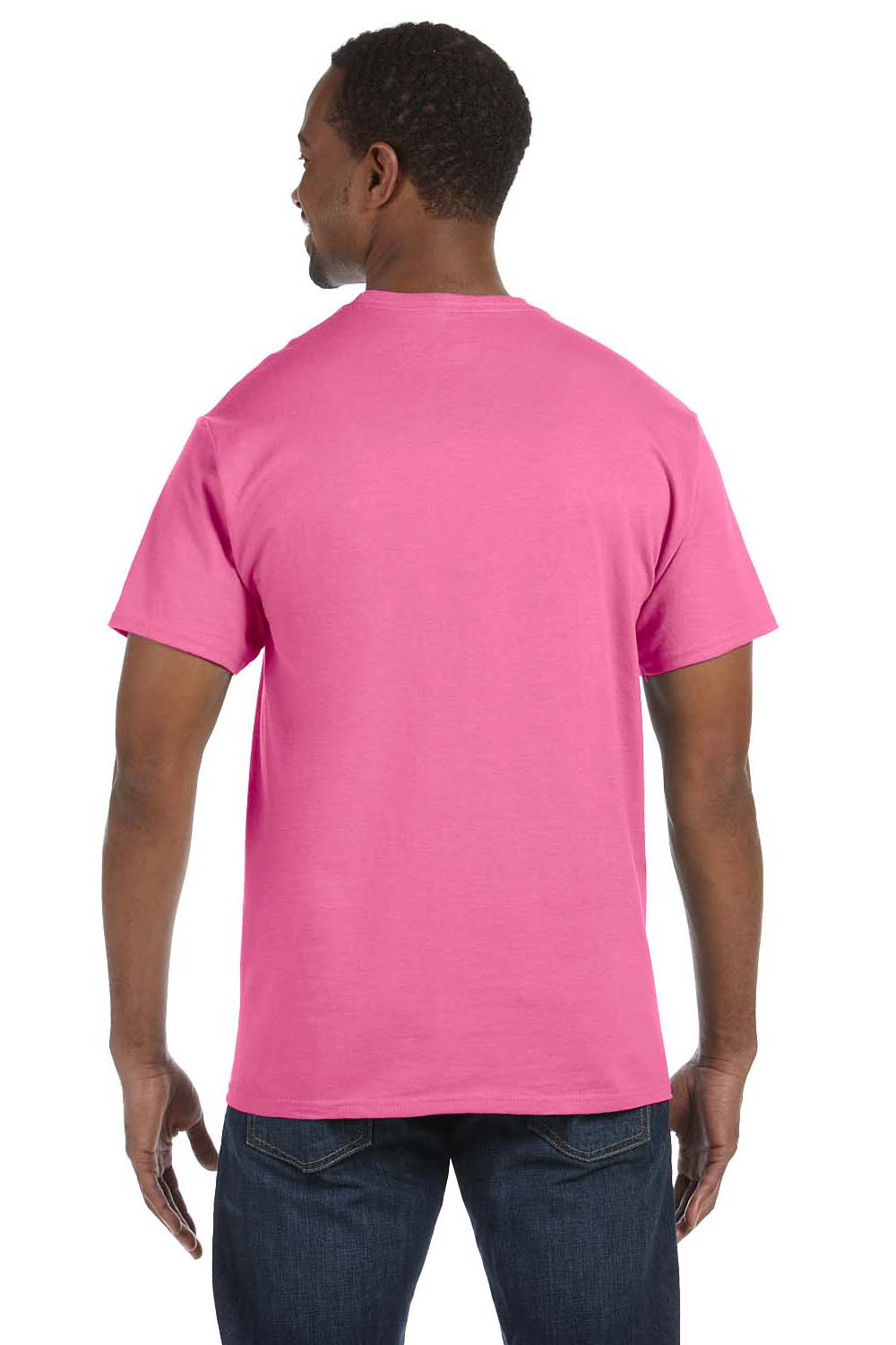 Jerzees 29M Mens Dri-Power Moisture Wicking Short Sleeve Crewneck T-Shirt Neon Pink Back