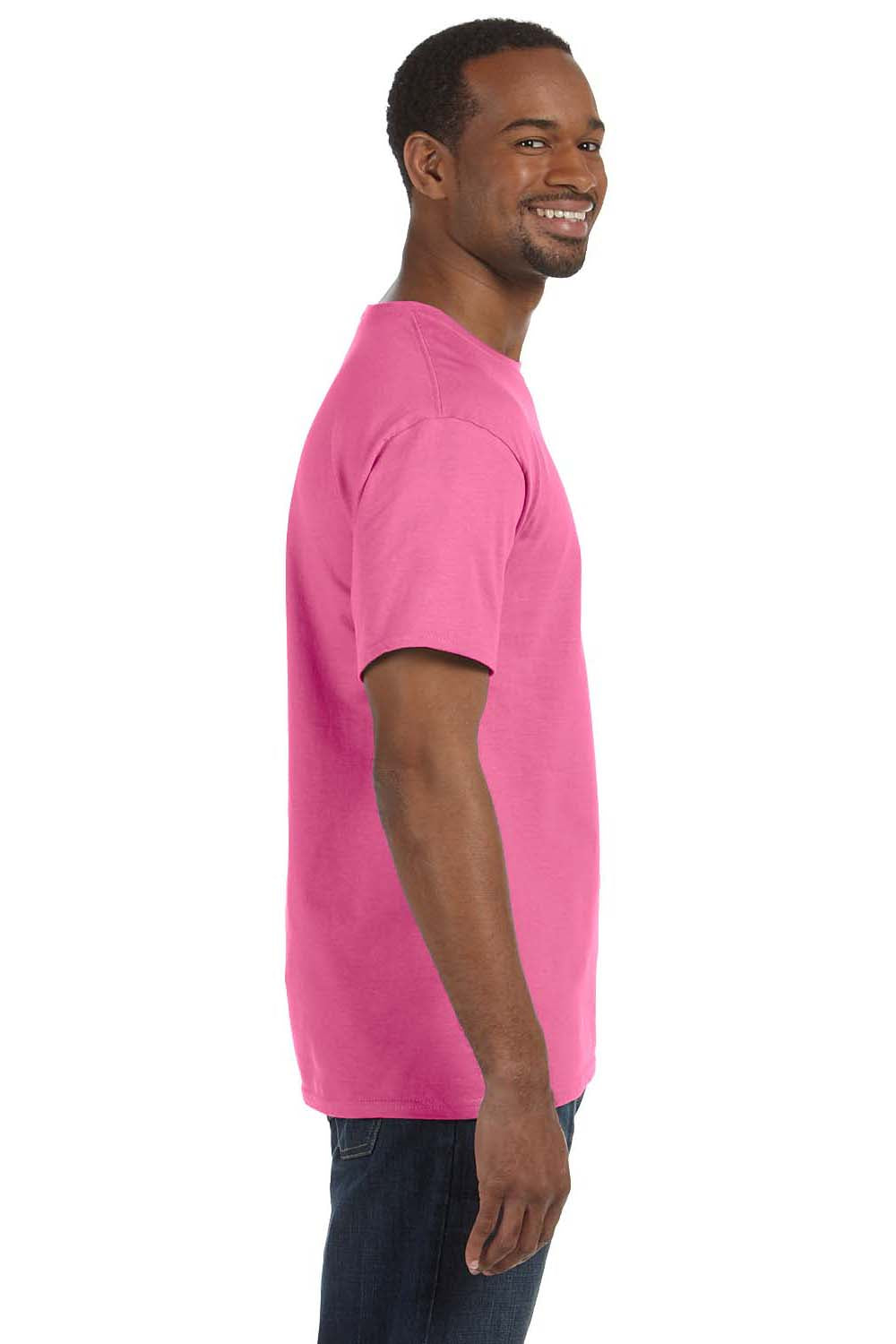 Jerzees 29M Mens Dri-Power Moisture Wicking Short Sleeve Crewneck T-Shirt Neon Pink Side