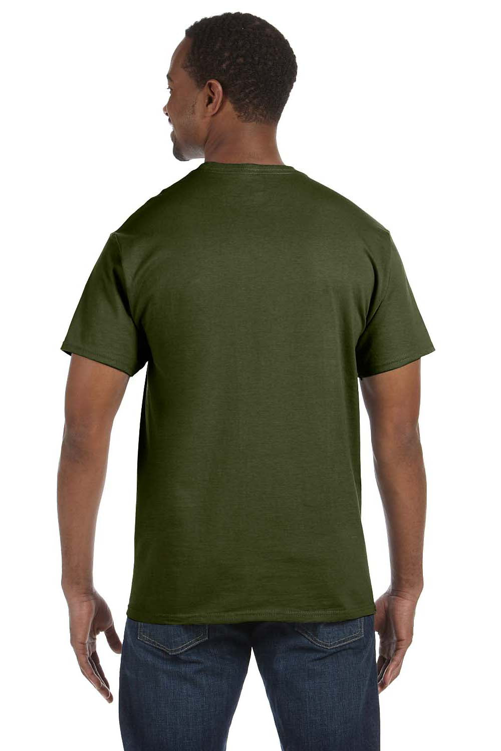 Jerzees 29M Mens Dri-Power Moisture Wicking Short Sleeve Crewneck T-Shirt Military Green Back