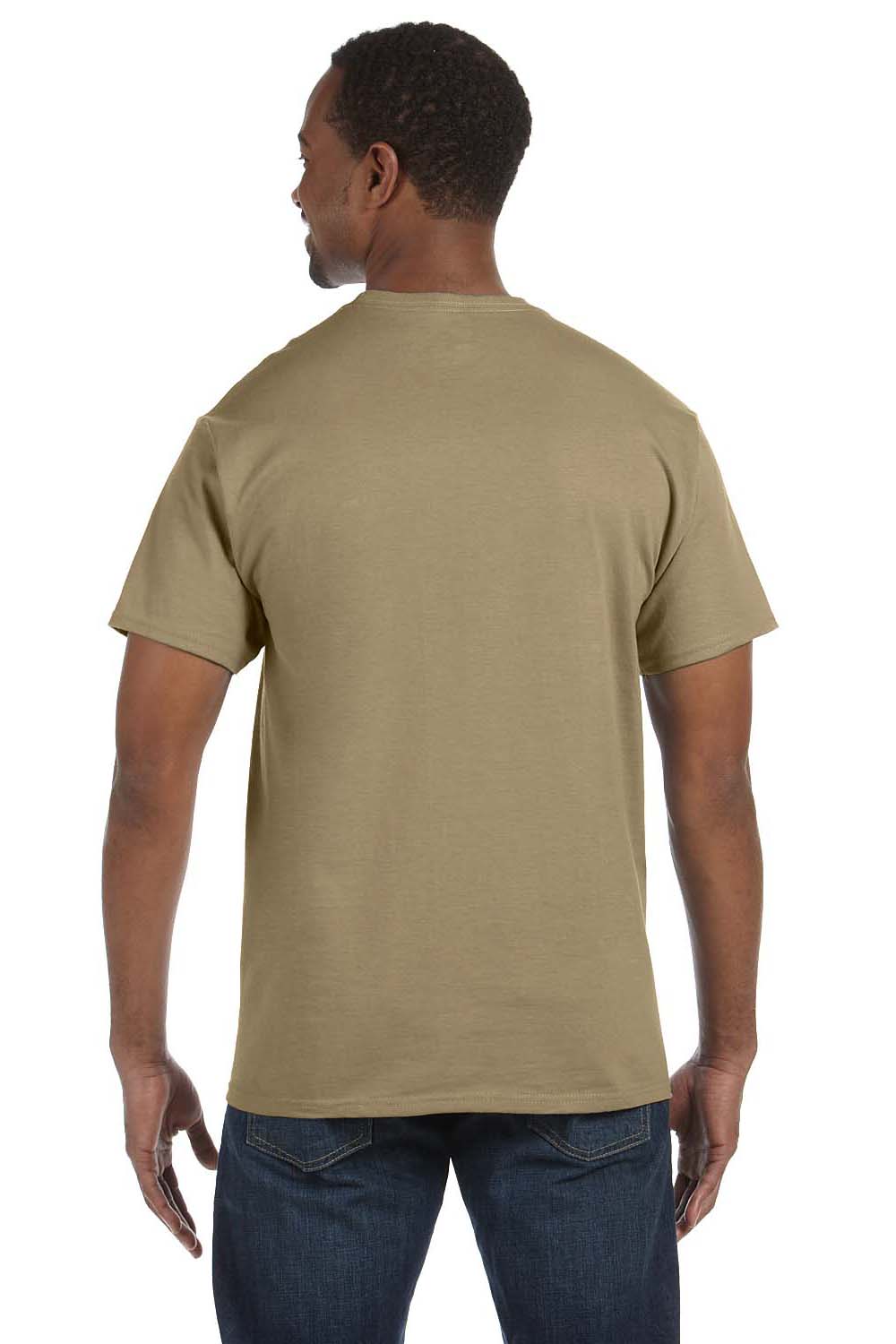 Jerzees 29M Mens Dri-Power Moisture Wicking Short Sleeve Crewneck T-Shirt Khaki Brown Back