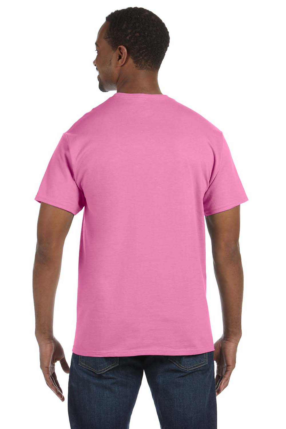 Jerzees 29M Mens Dri-Power Moisture Wicking Short Sleeve Crewneck T-Shirt Azalea Pink Back