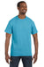 Jerzees 29M Mens Dri-Power Moisture Wicking Short Sleeve Crewneck T-Shirt Aquatic Blue Front