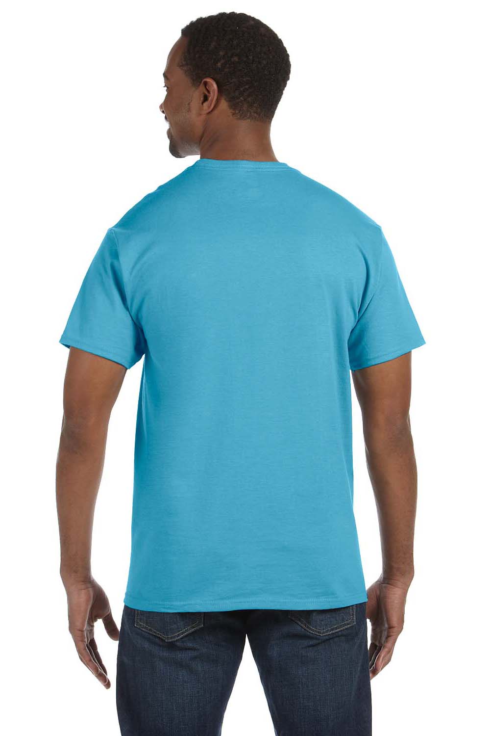 Jerzees 29M Mens Dri-Power Moisture Wicking Short Sleeve Crewneck T-Shirt Aquatic Blue Back