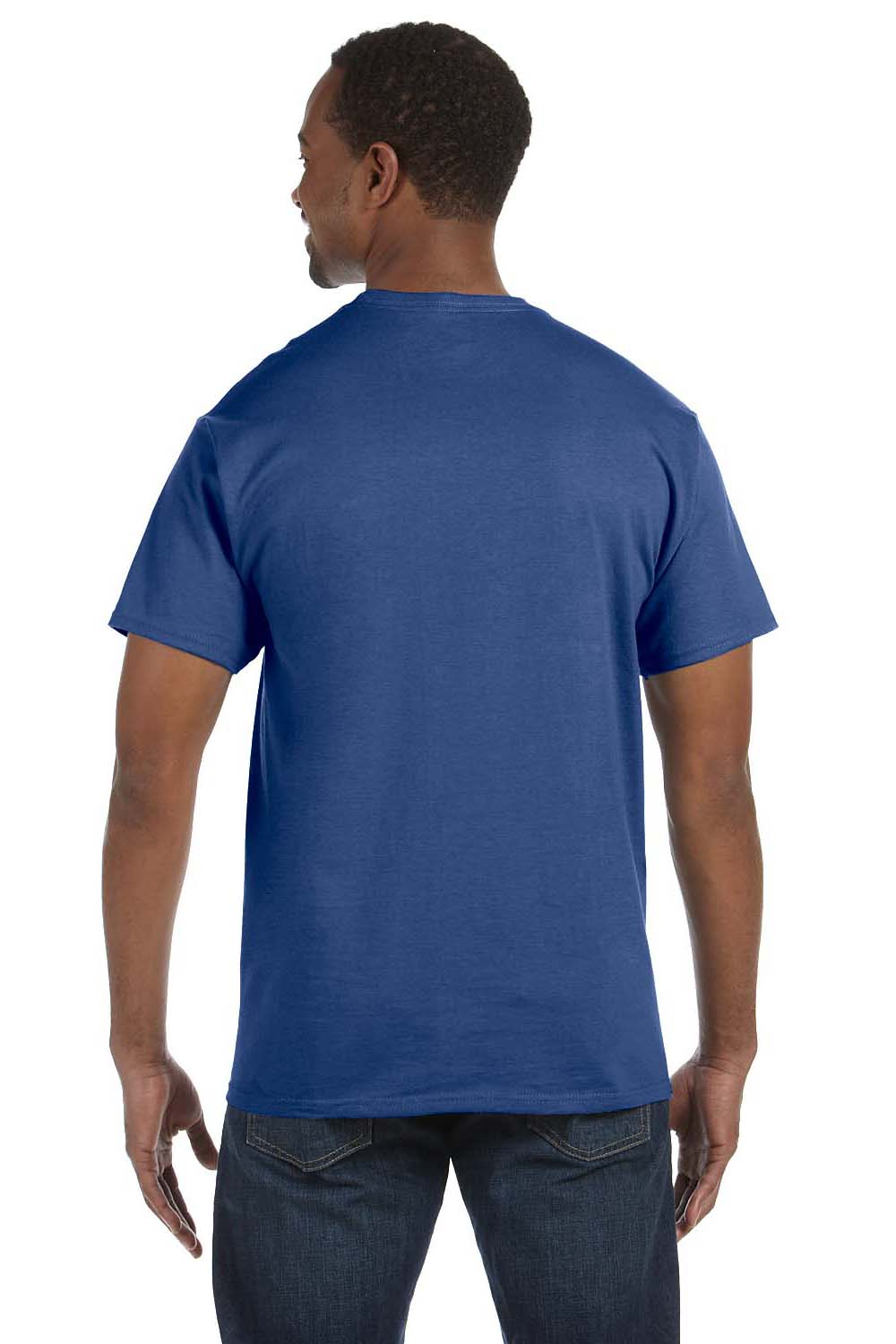 Jerzees 29M Mens Dri-Power Moisture Wicking Short Sleeve Crewneck T-Shirt Heather Blue Back