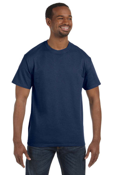 Jerzees 29M Mens Dri-Power Moisture Wicking Short Sleeve Crewneck T-Shirt Heather Navy Blue Front