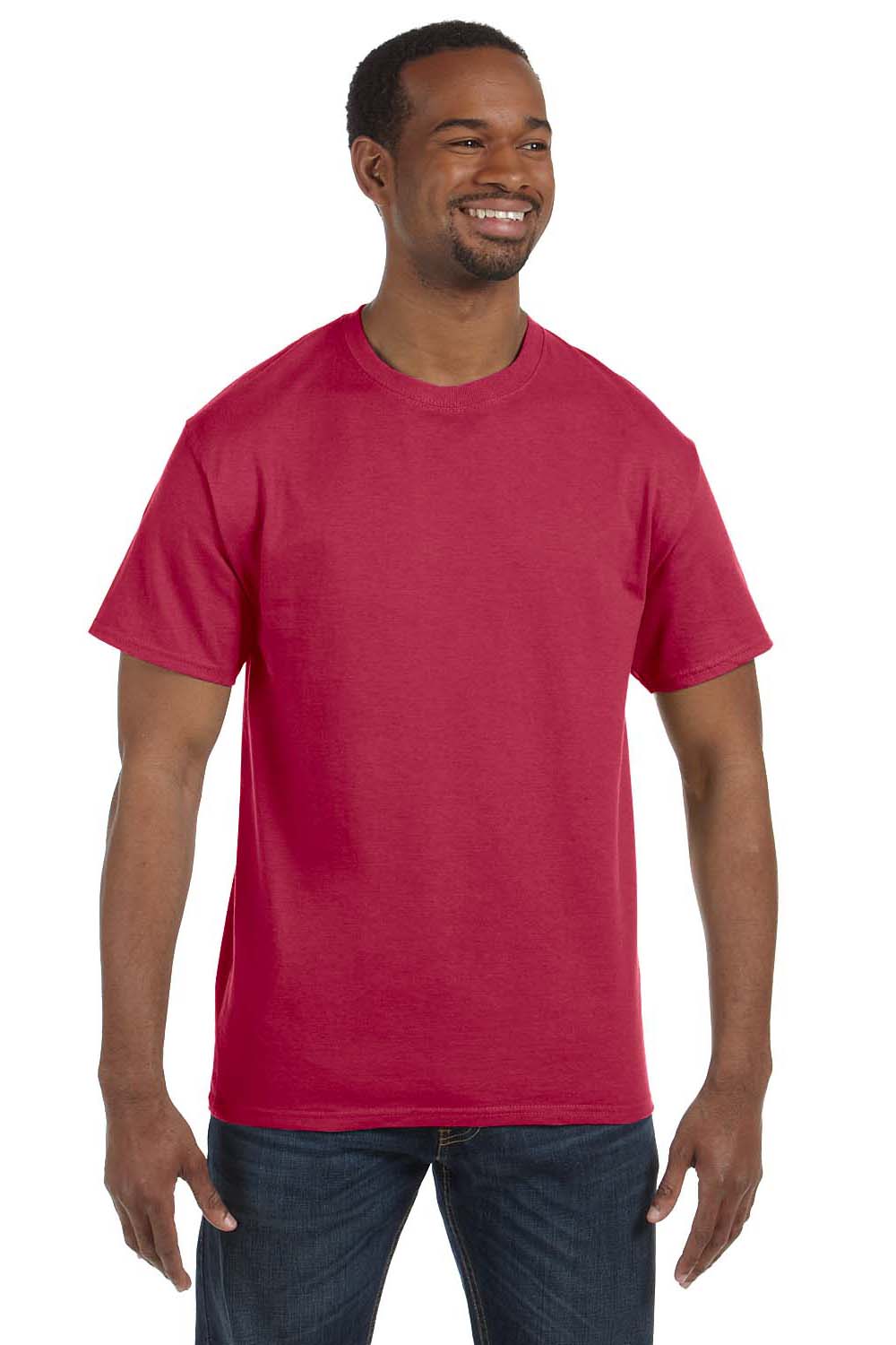 Jerzees 29M Mens Dri-Power Moisture Wicking Short Sleeve Crewneck T-Shirt Heather Red Front
