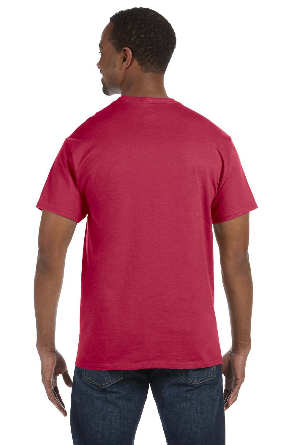 Jerzees 29M Mens Dri-Power Moisture Wicking Short Sleeve Crewneck T-Shirt Heather Red Back