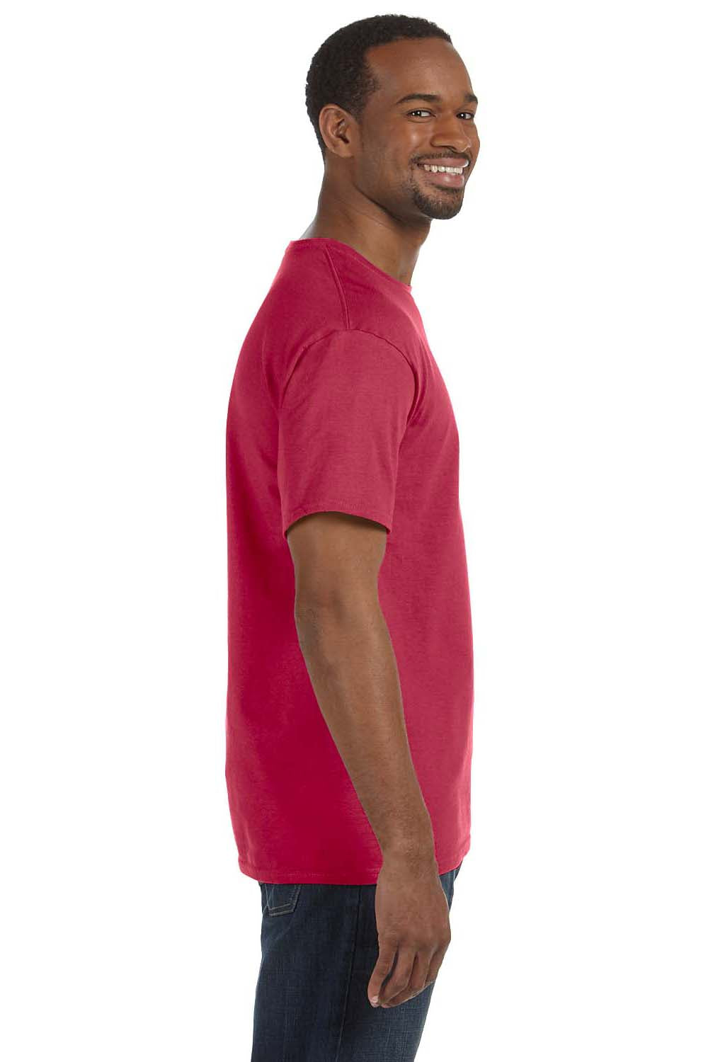 Jerzees 29M Mens Dri-Power Moisture Wicking Short Sleeve Crewneck T-Shirt Heather Red Side