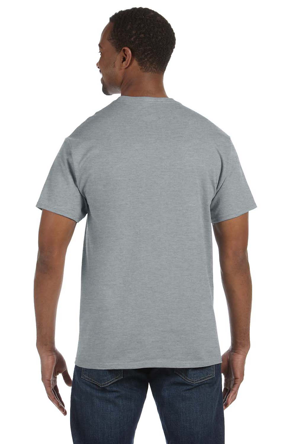 Jerzees 29M Mens Dri-Power Moisture Wicking Short Sleeve Crewneck T-Shirt Heather Grey Back