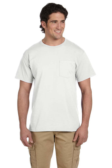 Jerzees 29P Mens Dri-Power Moisture Wicking Short Sleeve Crewneck T-Shirt w/ Pocket White Front