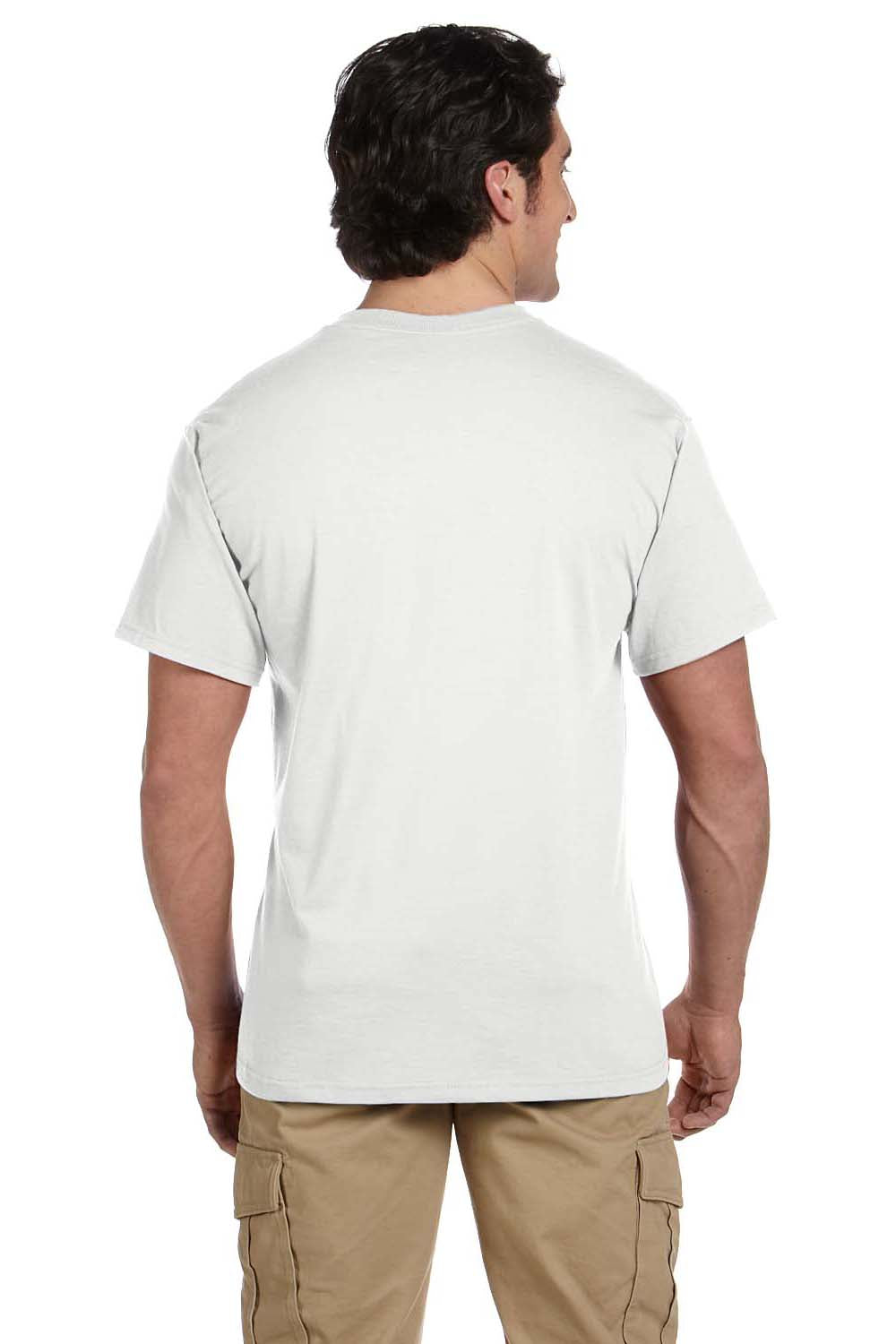 Jerzees 29P Mens Dri-Power Moisture Wicking Short Sleeve Crewneck T-Shirt w/ Pocket White Back