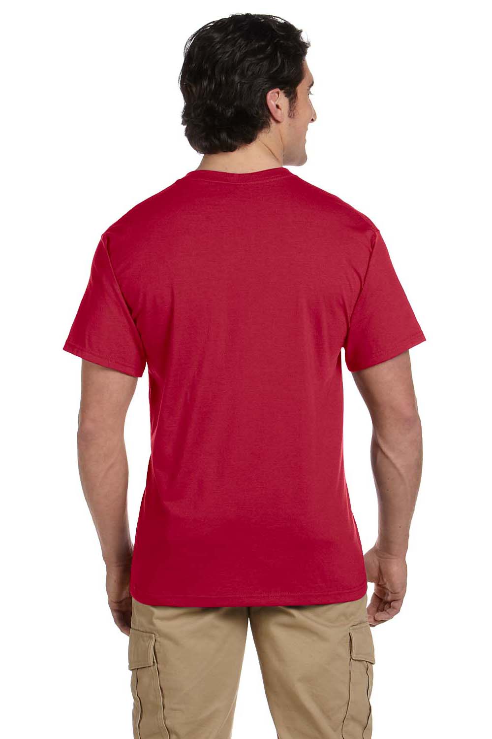 Jerzees 29P Mens Dri-Power Moisture Wicking Short Sleeve Crewneck T-Shirt w/ Pocket Red Back
