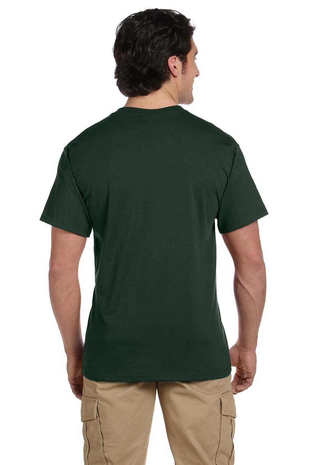 Jerzees 29P Mens Dri-Power Moisture Wicking Short Sleeve Crewneck T-Shirt w/ Pocket Forest Green Back
