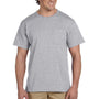 Jerzees Mens Dri-Power Moisture Wicking Short Sleeve Crewneck T-Shirt w/ Pocket - Oxford Grey