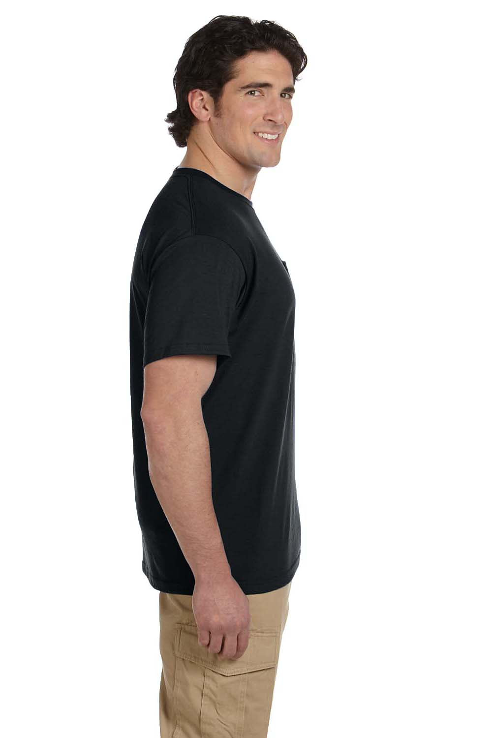 Jerzees 29P Mens Dri-Power Moisture Wicking Short Sleeve Crewneck T-Shirt w/ Pocket Black Side