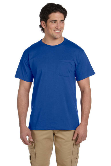 Jerzees 29P Mens Dri-Power Moisture Wicking Short Sleeve Crewneck T-Shirt w/ Pocket Royal Blue Front