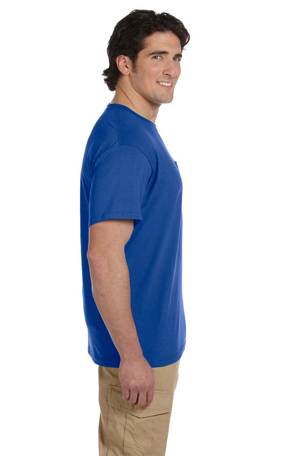 Jerzees 29P Mens Dri-Power Moisture Wicking Short Sleeve Crewneck T-Shirt w/ Pocket Royal Blue Side