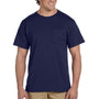 Jerzees Mens Dri-Power Moisture Wicking Short Sleeve Crewneck T-Shirt w/ Pocket - Navy Blue