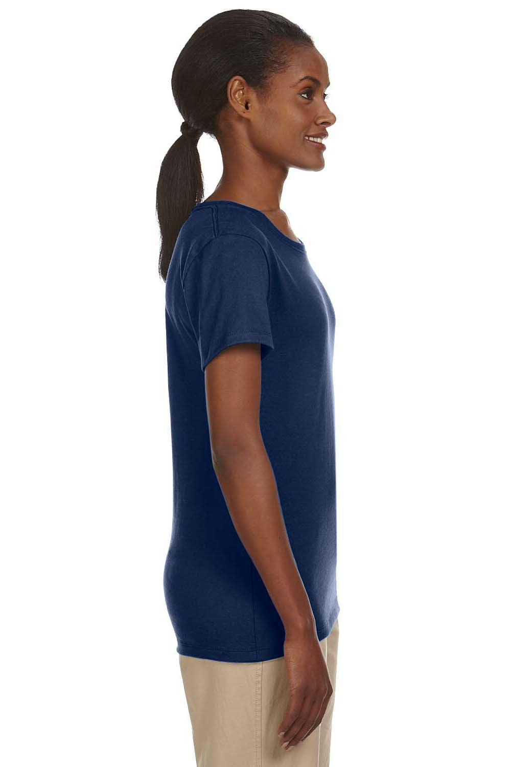 Jerzees 29WR Womens Dri-Power Moisture Wicking Short Sleeve Crewneck T-Shirt Navy Blue Side