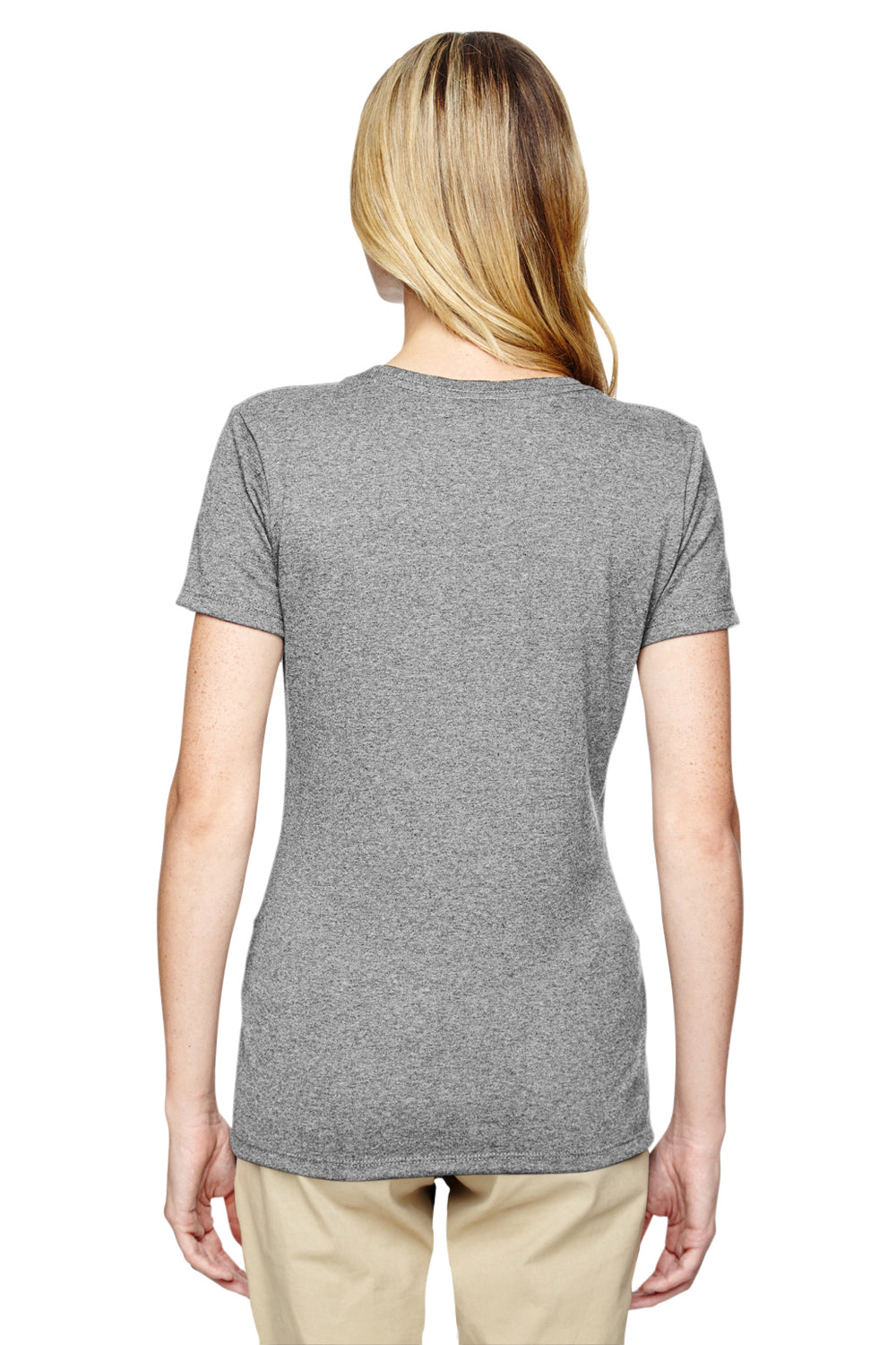 Jerzees 29WR Womens Dri-Power Moisture Wicking Short Sleeve Crewneck T-Shirt Heather Grey Back