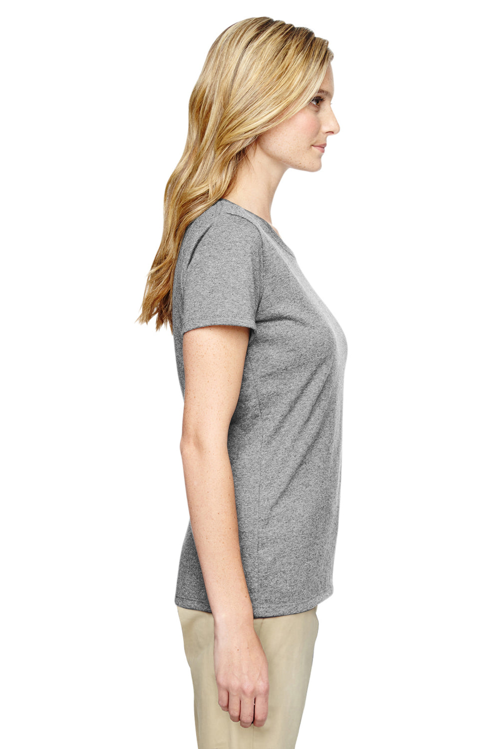 Jerzees 29WR Womens Dri-Power Moisture Wicking Short Sleeve Crewneck T-Shirt Heather Grey Side