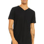 Bella + Canvas Mens Jersey Short Sleeve V-Neck T-Shirt - Black Slub - Closeout