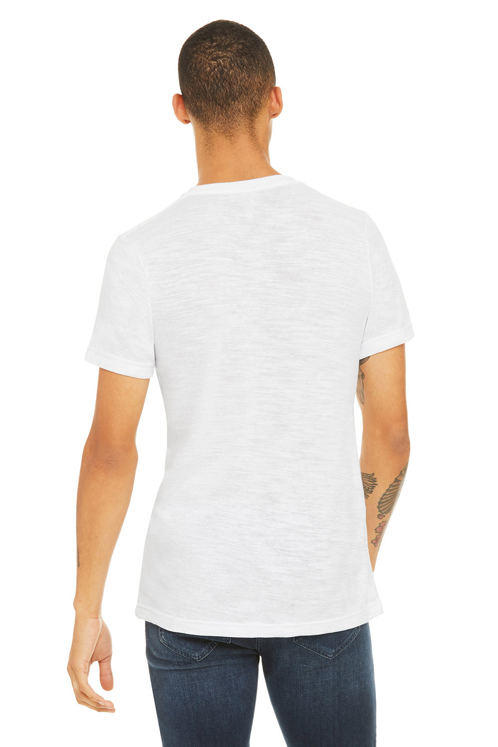 Bella + Canvas 3005 Mens Jersey Short Sleeve V-Neck T-Shirt White Slub Back