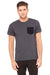 Bella + Canvas 3021 Mens Jersey Short Sleeve Crewneck T-Shirt w/ Pocket Heather Dark Grey/Black Front
