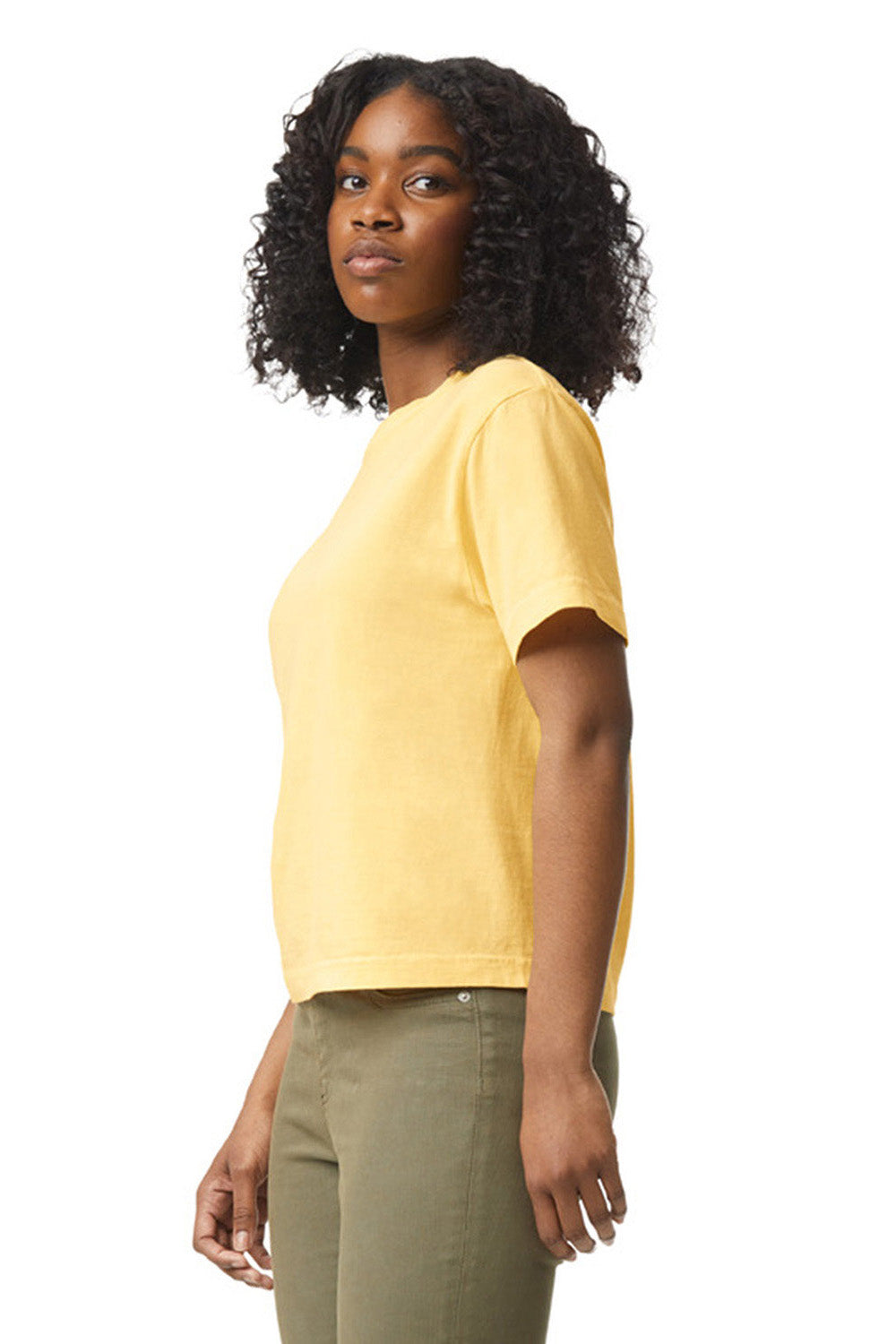 Comfort Colors 3023CL Womens Short Sleeve Crewneck T-Shirt Butter Yellow Side