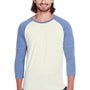 Threadfast Apparel Mens 3/4 Sleeve Crewneck T-Shirt - Cream/Navy Blue