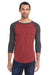 Threadfast Apparel 302G Mens 3/4 Sleeve Crewneck T-Shirt Cardinal Red/Black Front