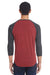 Threadfast Apparel 302G Mens 3/4 Sleeve Crewneck T-Shirt Cardinal Red/Black Back
