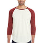 Threadfast Apparel Mens 3/4 Sleeve Crewneck T-Shirt - Cream/Cardinal Red