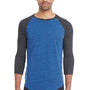 Threadfast Apparel Mens 3/4 Sleeve Crewneck T-Shirt - Royal Blue/Black