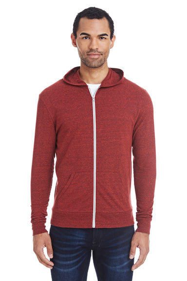 Threadfast Apparel 302Z Mens Full Zip Hooded Sweatshirt Hoodie Cardinal Red Front