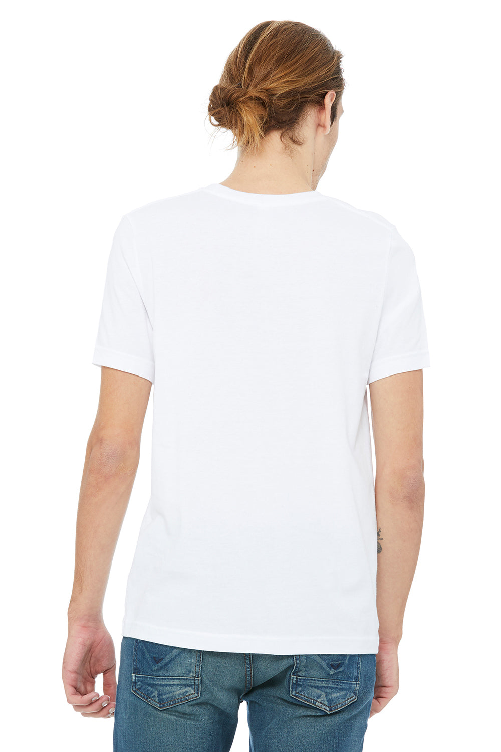 Bella + Canvas 3091 Mens Short Sleeve Crewneck T-Shirt White Back