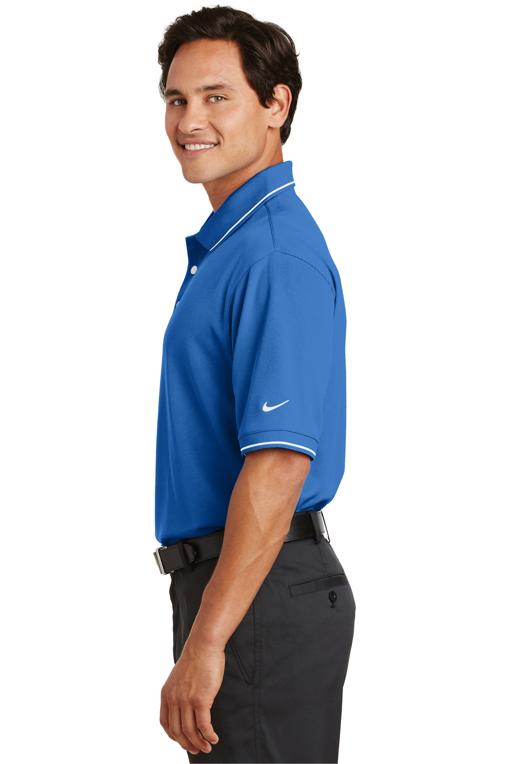 Nike 319966 Mens Classic Dri-Fit Moisture Wicking Short Sleeve Polo Shirt Pacific Blue Side