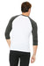 Bella + Canvas 3200 Mens 3/4 Sleeve Crewneck T-Shirt White/Asphalt Grey Back