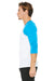Bella + Canvas 3200 Mens 3/4 Sleeve Crewneck T-Shirt White/Neon Blue Side