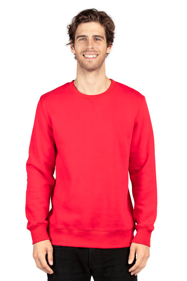 Threadfast Apparel 320C Mens Ultimate Fleece Crewneck Sweatshirt Red Front