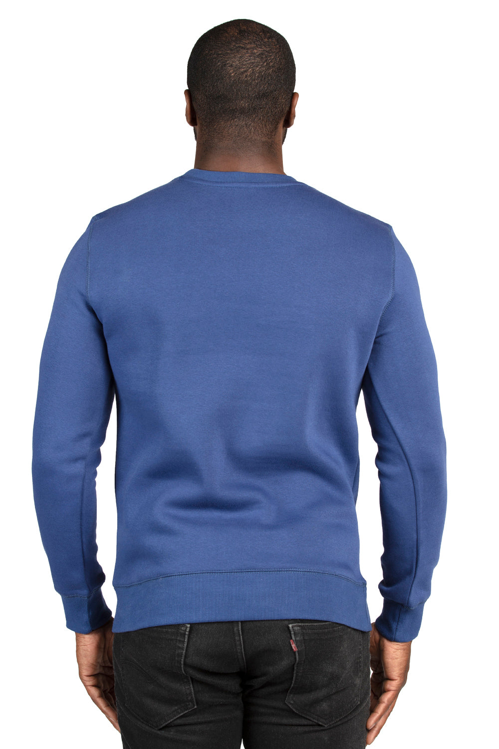 Threadfast Apparel 320C Mens Ultimate Fleece Crewneck Sweatshirt Navy Blue Back